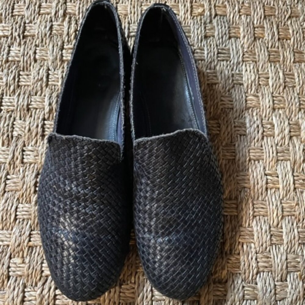 Elia Maurizi slipper flat in dark brown woven calfskin